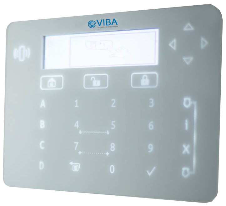 Panel de control de un sistema de alarma e intrusión instalado por VIBA Seguridad