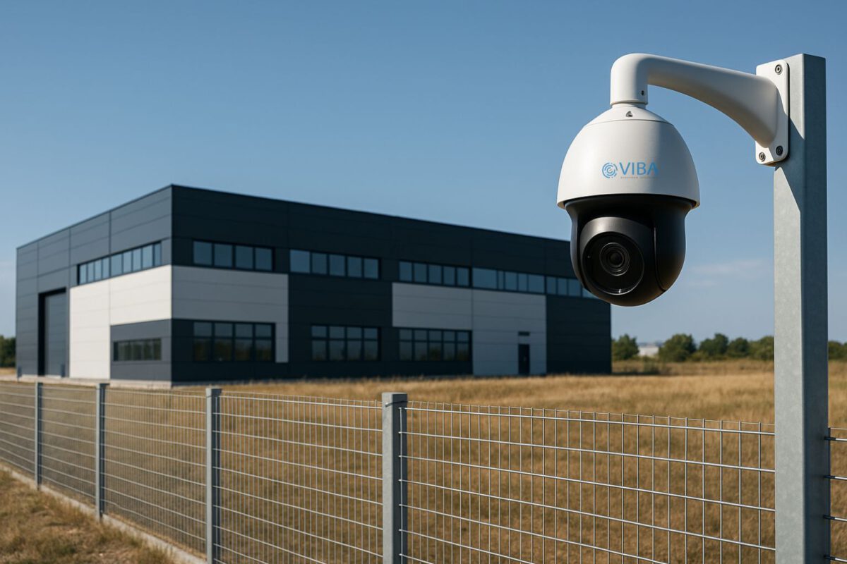 Cámara IP de videovigilancia perimetral instalada en exterior